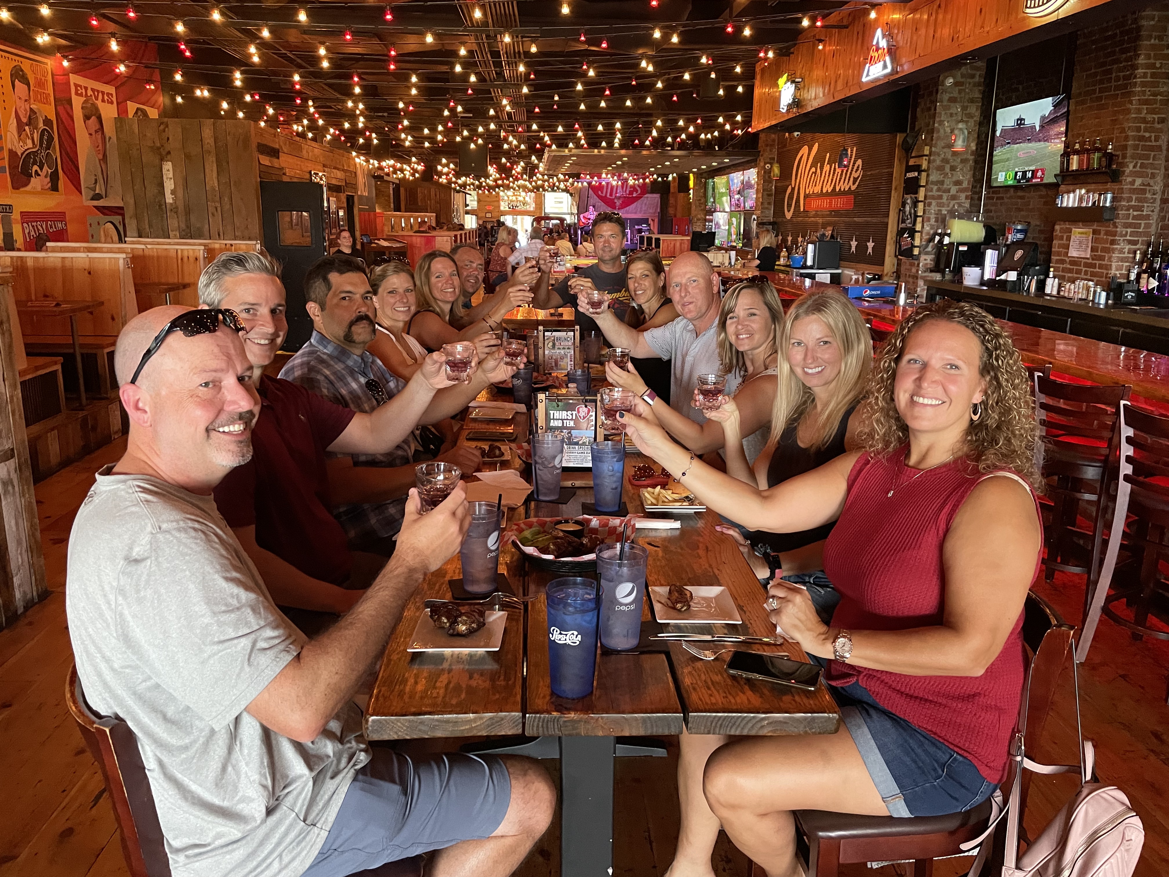 A Little Local Flavor food tour group at George Jones rooftop on Broadway in downtown Nashville